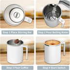 Self Stirring Coffee Mug 12.2 Oz, Electric Mixing Cup with Magnetic Stirrer &amp; Anti-Sedimentation, Rechargeable Travel Mug for Coffee, Milk, Hot Cocoa (White) image 2