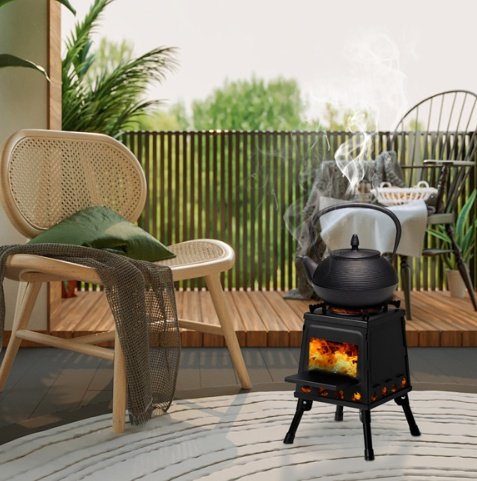 Wrought Iron Panel 27x27x34cm Black Detachable Piece Portable Camping Stove image 6