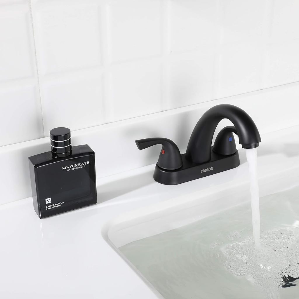 2-Handle Bathroom Sink Faucet with Drain Assembly and Supply Hoses Matte Black,1359804 image 6