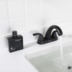 2-Handle Bathroom Sink Faucet with Drain Assembly and Supply Hoses Matte Black,1359804 image 6