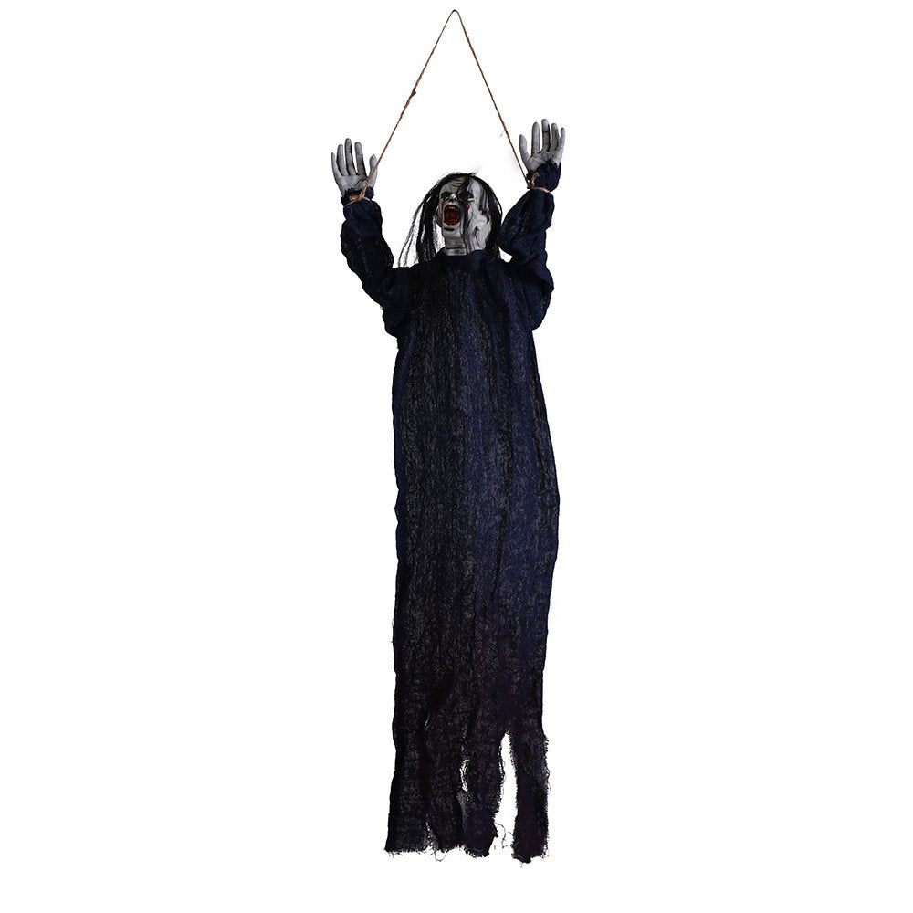 Halloween Decoration Hanging Ghost Haunted House Secret Room Layout Props - Black Hair Blue Clothing image
