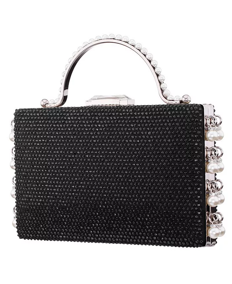 Cultivated Pearl Dangle Crystal Embellished Minaudiere Clutch image 6