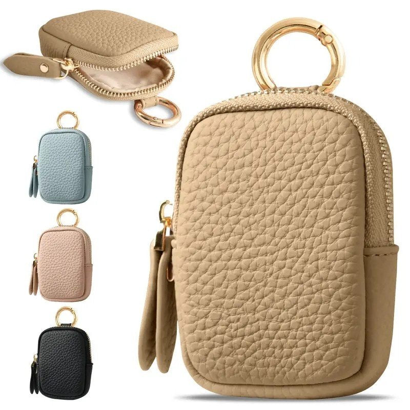 Leather Coin Purse, Small Change Purse Keychain Wallet For Women, Mini Coin Pouch With Zipper image 4
