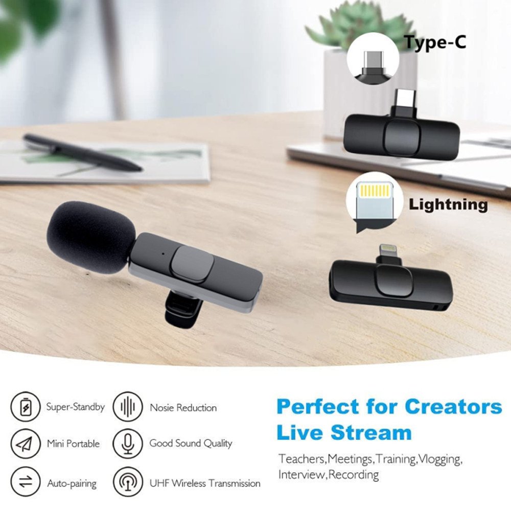 Wireless Lavalier Microphone Portable Audio Video Recording Mini Mic For I Phone Android Long Battery Life Live Broadcast Gaming image 1