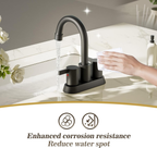 4 Inch 2 Handle Centerset Matte Black Lead-Free Modern Bathroom Faucet, 360 Swivel Spout 2-3 Hole RV Bathroom Vanity Sink Faucet with Pop up Drain and Water Supply Lines，Bf015-1-Mb image 3
