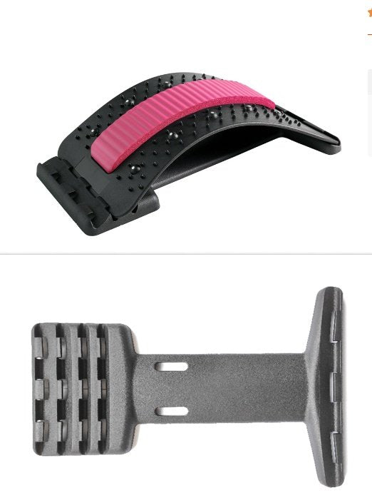 Back Stretcher Adjustable Back Cracker Massage Waist Neck Fitness Lumbar Cervical Spine Support Pain Relief - Red, Four gears adjustable image