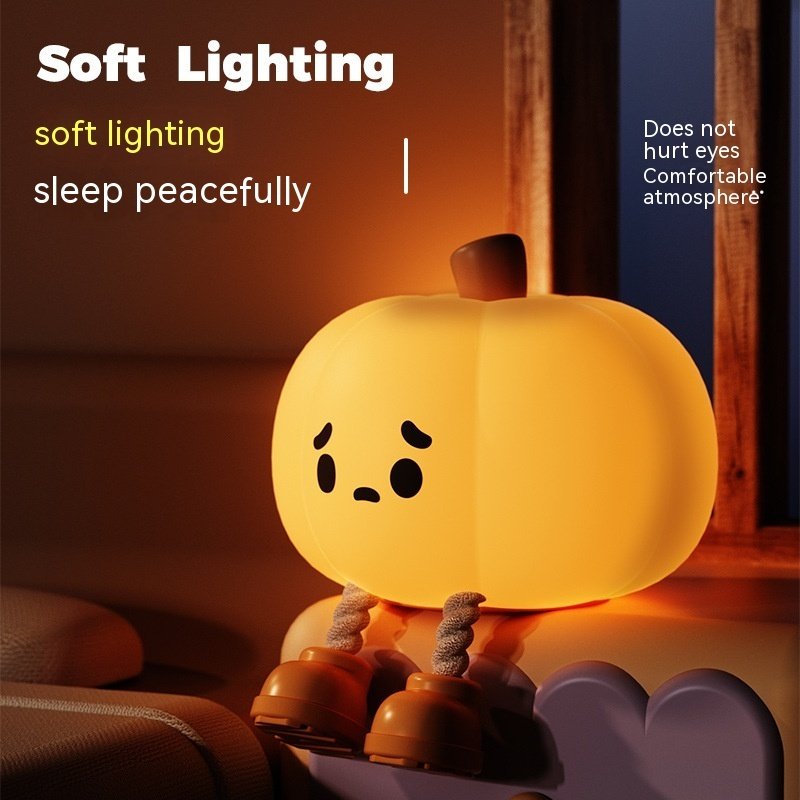 Home Decor Halloween Pumpkin Night Light Cute Soft Silicone Lamp Touch  Dimmable Rechargeable Bedside Decor Light Kids Gifts Halloween Decorations image 7