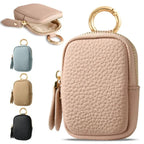 Leather Coin Purse, Small Change Purse Keychain Wallet For Women, Mini Coin Pouch With Zipper - Pink image