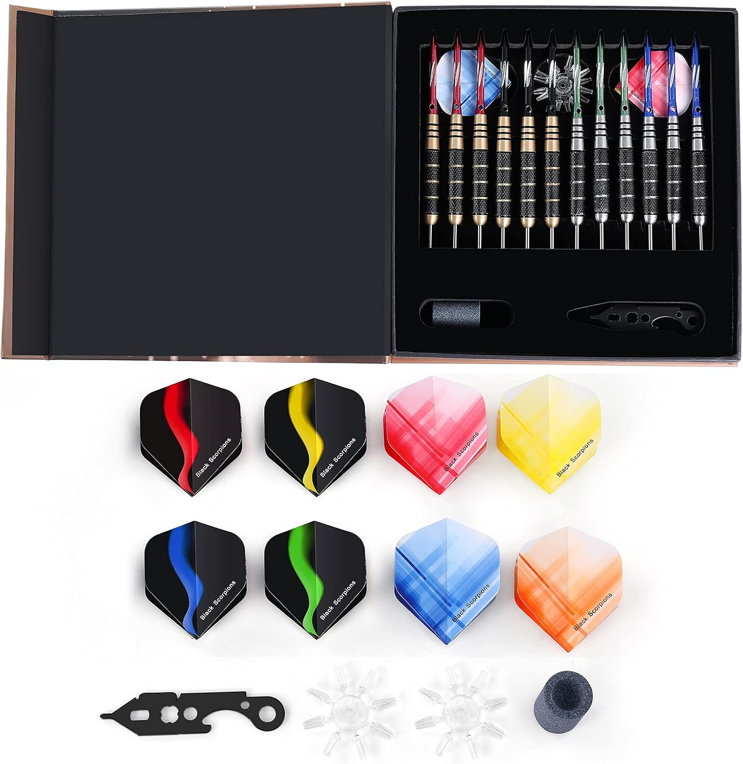 Steel Tip Darts Set, 12 Pack 24 Grams Professional Metal Dart Set with 20 Flights(4 Style) + 12 Aluminium Shaft image 4