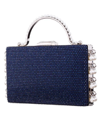 Cultivated Pearl Dangle Crystal Embellished Minaudiere Clutch image 1