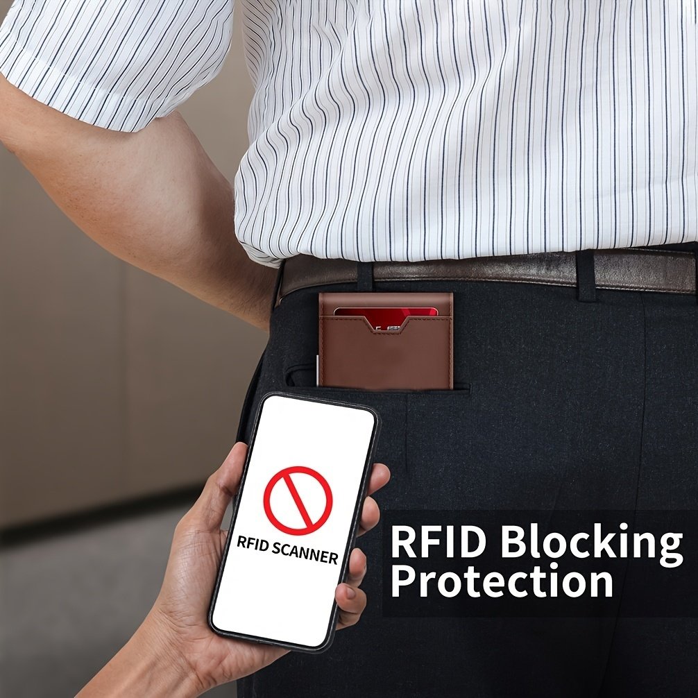 Genuine Leather Bifold Wallet Men, RFID Shielding Wallet Front Pocket Wallet, Suitable For Son And Daughter To Send Daddy's Wallet image 2
