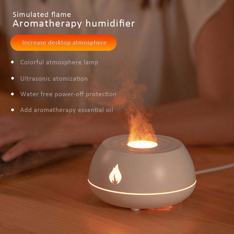 Flame Humidifier Aromatherapy Diffuser 7 Colors Light Home Air Humidifier 130ML USB Room Fragrance Essential Oil Diffuser image 4