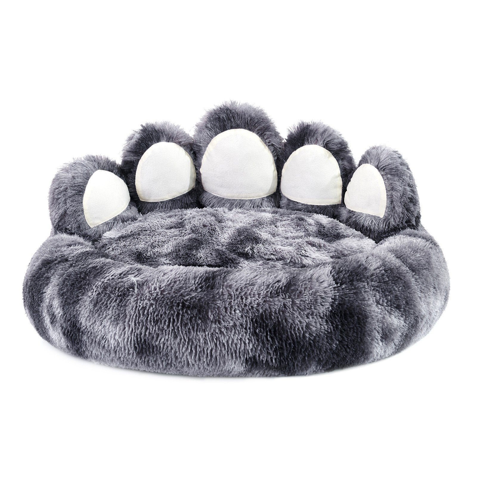 Cute Dog Bear Paw Shape Dog Bed, Dog Beds &amp; Furniture For Small And Medium Dogs, Cozy Plush Cute Cat Beds For Indoor Cats - Tiedye dark gray, 22inch image