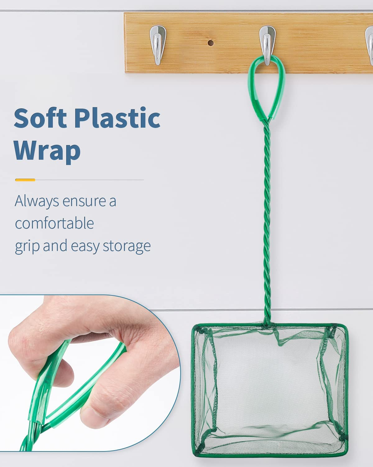 Aquarium Fish Net with Braided Metal Handle Square Net with Soft Fine Mesh Sludge Food Residue Wastes Skimming Cleaning Net for Fish Tanks Small Koi Ponds and Pools image 4