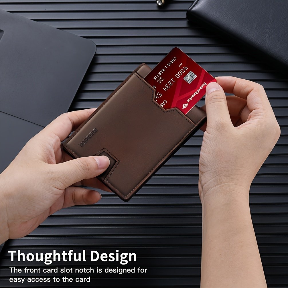 Genuine Leather Bifold Wallet Men, RFID Shielding Wallet Front Pocket Wallet, Suitable For Son And Daughter To Send Daddy's Wallet image 4