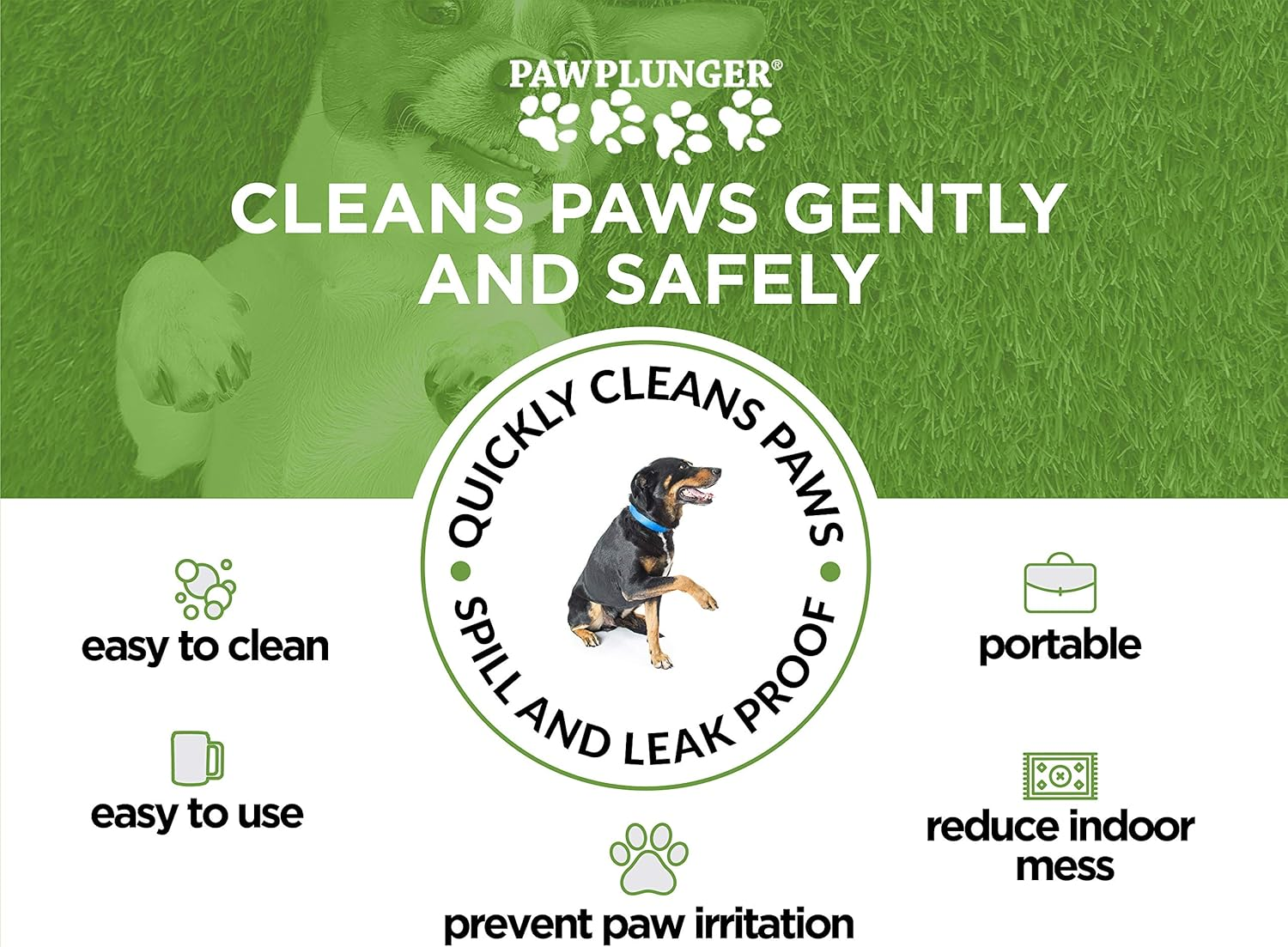 Paw Plunger – Dog Paw Cleaner - Dog and Puppy Essentials - Portable Dirty Paw Washer - Ideal for Medium Dogs - Black image 2