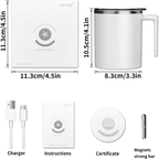 Self Stirring Coffee Mug 12.2 Oz, Electric Mixing Cup with Magnetic Stirrer &amp; Anti-Sedimentation, Rechargeable Travel Mug for Coffee, Milk, Hot Cocoa (White) image 5