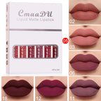 6 Boxes Of Matte Non-stick Cup Waterproof Lipstick Long Lasting Lip Gloss Makeup, - E image