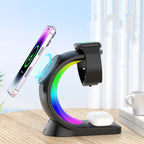 4 In 1 Magnetic Wireless Charger Fast Charging For Smart Phone Atmosphere Light Charging Station For Airpods Pro I-phone Watch image 7