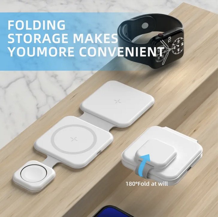 3 In 1 Magnetic Foldable Wireless Charger Charging Station Multi-device Folding Cell Phone Wireless Charger Gadgets image 4