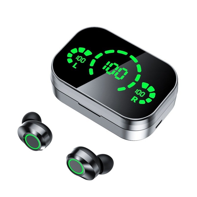 YD03 Wireless Bluetooth-compatible Headset TWS Large Screen Smart Digital Display In Ear Breathing Light - Black, usb image