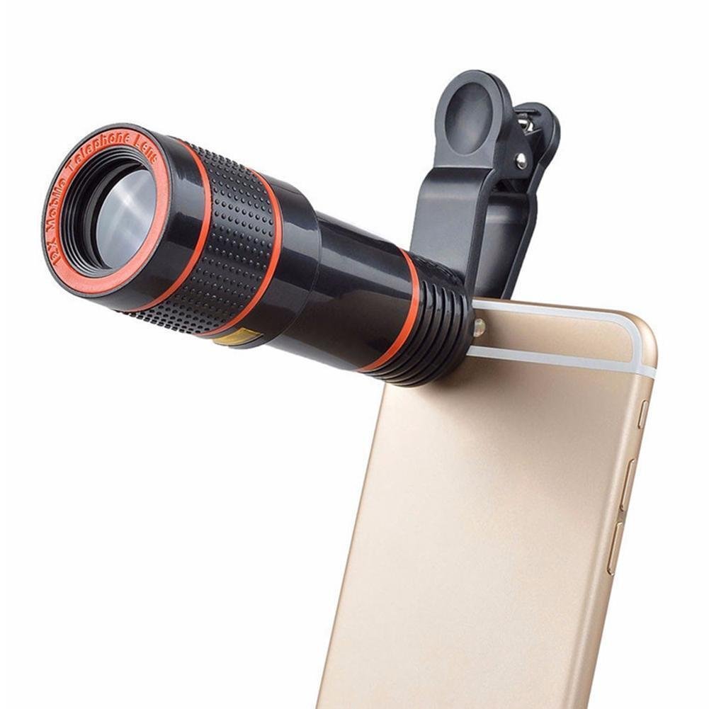 HD 8X Clip On Optical Zoom Telescope Camera Lens For Universal Mobile Cell Phone - Red image