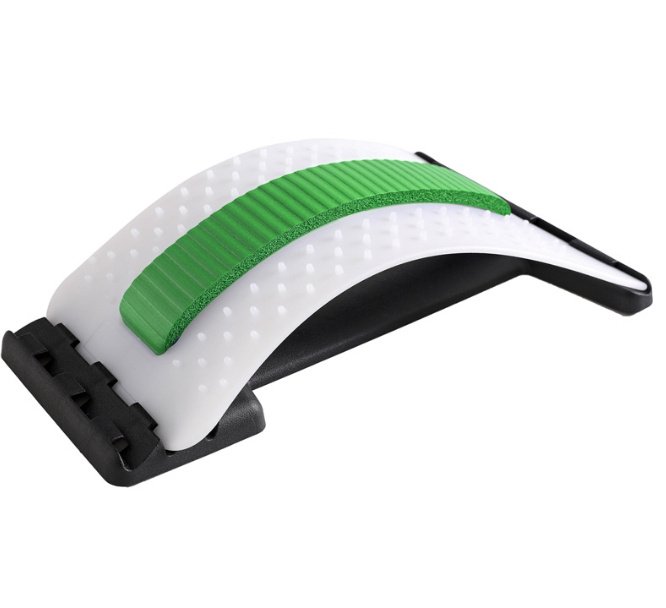 Back Stretcher Adjustable Back Cracker Massage Waist Neck Fitness Lumbar Cervical Spine Support Pain Relief - Green white, Acupuncture image