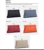 Wallet For Women, Genuine Leather Coin Purse Kiss Lock Wallets With Zipper Coin Pocket, Multi-card Slots Card Holder image 7