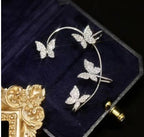 Fashion Earring Butterfly Ear Clip And Ear Hook Jewelry - Left Silver image