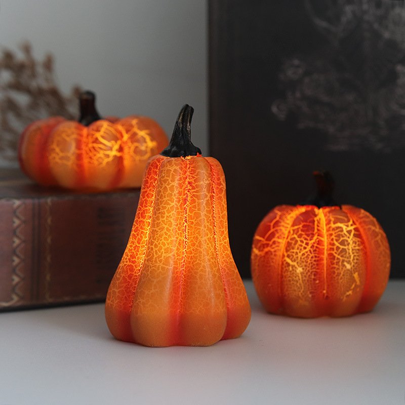 New Halloween Pumpkin Lantern Simulation Pumpkin LED Candle Lamp Resin Luminous Pumpkin image 2