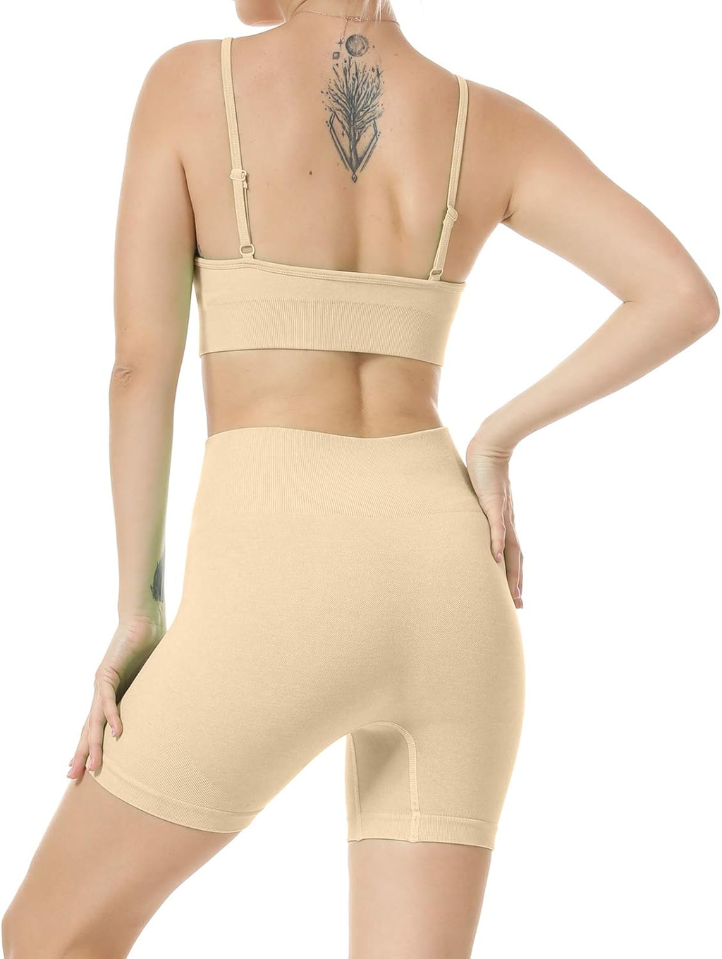 Women Seamless Yoga Set 2 Piece Workout Sport Bra with High Waist Shorts Legging Outfit Tracksuit. image 3