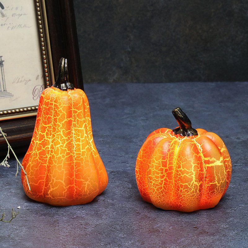 New Halloween Pumpkin Lantern Simulation Pumpkin LED Candle Lamp Resin Luminous Pumpkin image 1