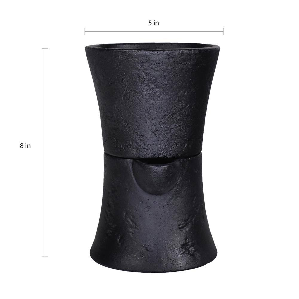 5 In. Dia X 8 In. H Hour Glass Composite Self Watering Pot in Black image 1