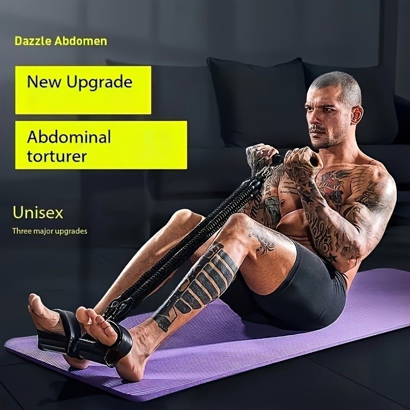 A Set Of Adjustable Resistance Tension Bands With Foot Pedals And Handles, High Resistance Level, Anti Fall, Suitable For Fitness Training, Body Stretching, And Abdominal Muscle Exercises image 0