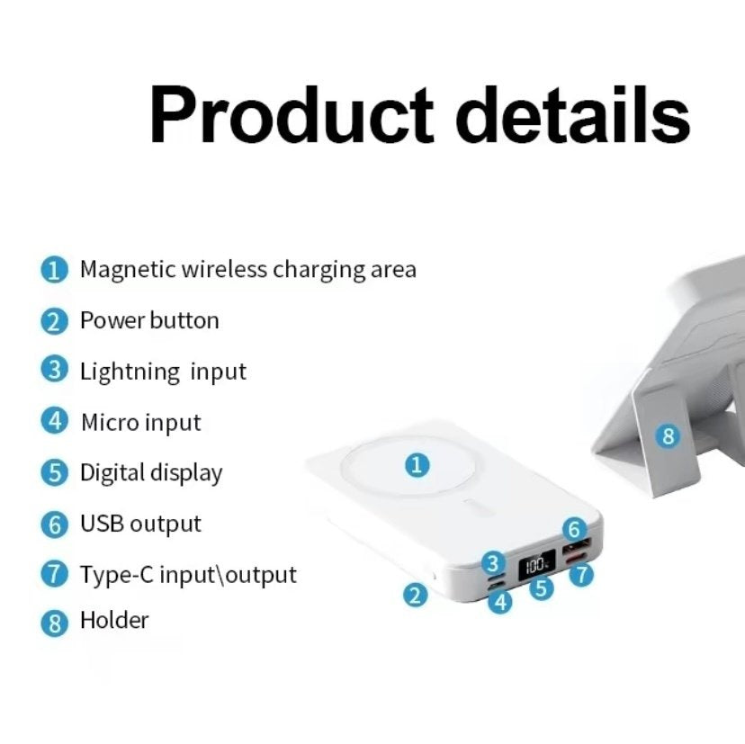 Power Bank Magnetic Portable Wireless FastCharger 10000mAh Type - C Cable LEDDisplay 22.5W PD Fast Charging LightingMag-Safe Battery Pack For IPhone15 14 13 12 Mini Pro Pro Max Devices Digital image 1