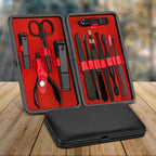 12 Pieces Manicure Pedicure Nail Care Set Cutter Clippers Tool Kit For Women Men - Black and red image