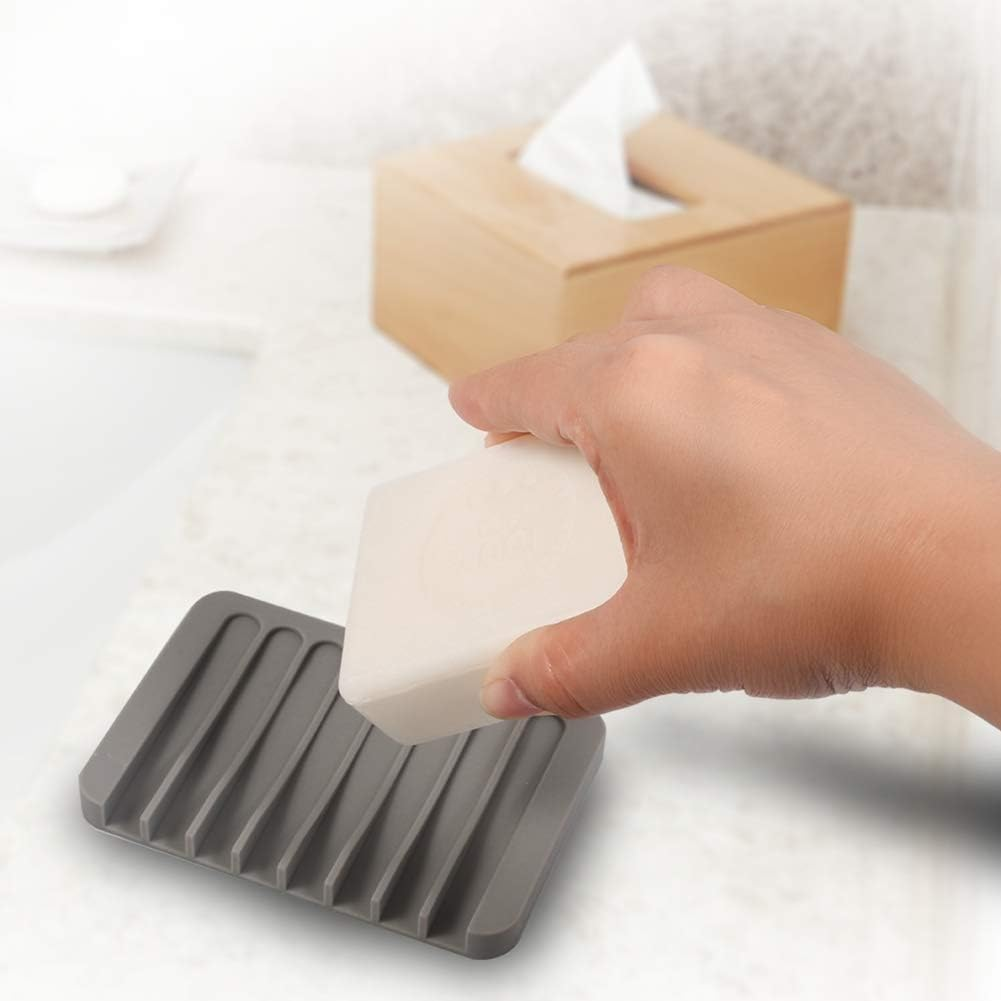 3PCS Self Draining Soap Holder, Premium Silicone Soap Dish, Soap Saver for Shower, Bathroom, Kitchen, Bath Tub, Sponges,Keep Soap Bars Dry Clean,Easy Clean,Extend Soap Life (White) image 5