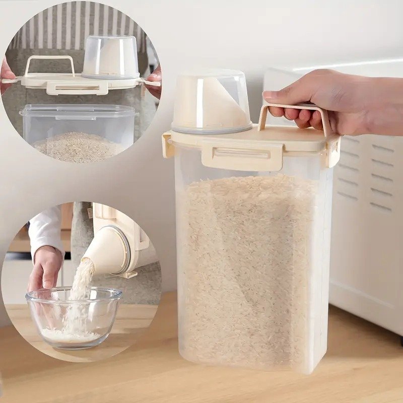 Sealed Food Storage Containers With Lids - Leak-proof And Moisture-proof Kitchen Storage Boxes, Suitable For Grains, Nuts, Flour And Rice - Made Of Durable PE Material image 4