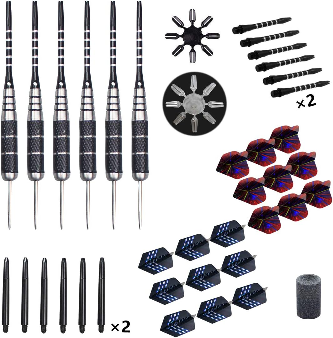 Darts Metal Tip Set Professional Metal Darts for Dartboard Steel Tip Darts with Nonslip Iron Barrel Aluminum Dart Shafts,Extra Flights,Dart Sharpener,Gift Box image 1