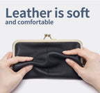 Wallet For Women, Genuine Leather Coin Purse Kiss Lock Wallets With Zipper Coin Pocket, Multi-card Slots Card Holder image 1