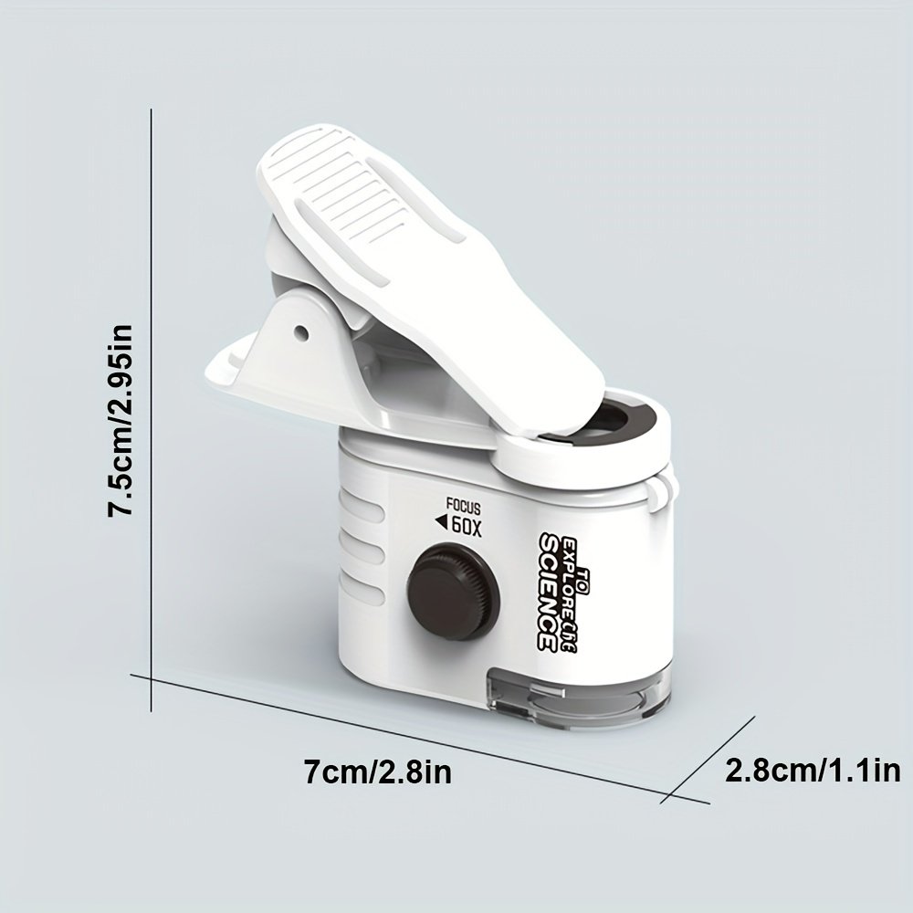 Mini Mobile Phone Microscope, 60x Pocket Microscope, Handheld Portable LED Lighted Magnification Endoscope With A Mobile Phone Adapter Clip image 2