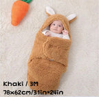Super Soft Baby Sleeping Bag Fluffy Fleece Newborn Blanket Swaddle Blankets, Unisex Baby Wrap For Newborn Baby Boys Girls With Head-Protecting &amp; Head-Supporting Function, Wearable Swaddle Sleep Sack - Khaki, 3M image