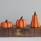 New Halloween Pumpkin Lantern Simulation Pumpkin LED Candle Lamp Resin Luminous Pumpkin - Pumpkin, 3pcs set image