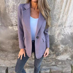 Ins Button Lapel Short Blazer Winter Fashion Commuter Jacket Outwear Women's Clothing image 6