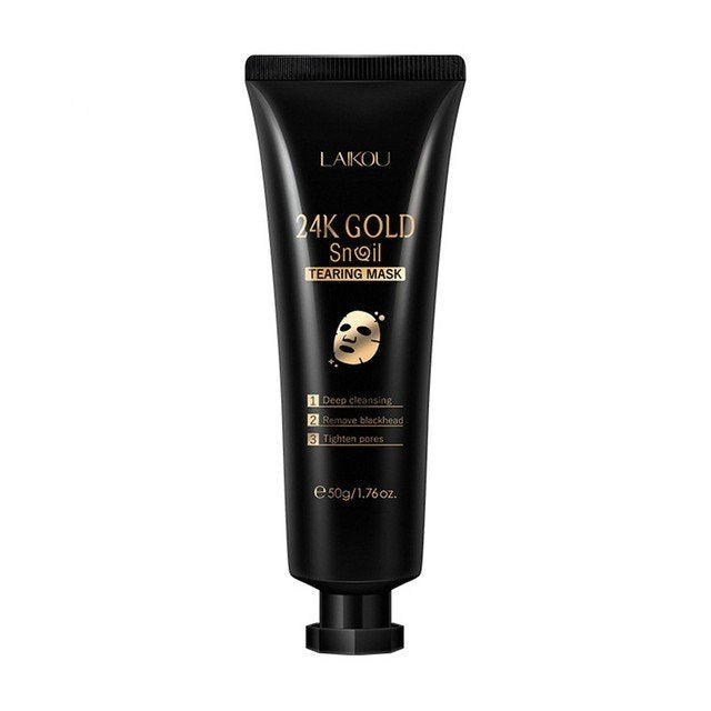 Gold Foil Snail Tear-Off Mask Hydrating skin whitening mask, skin radiant - 50g image