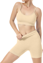Women Seamless Yoga Set 2 Piece Workout Sport Bra with High Waist Shorts Legging Outfit Tracksuit. image 2