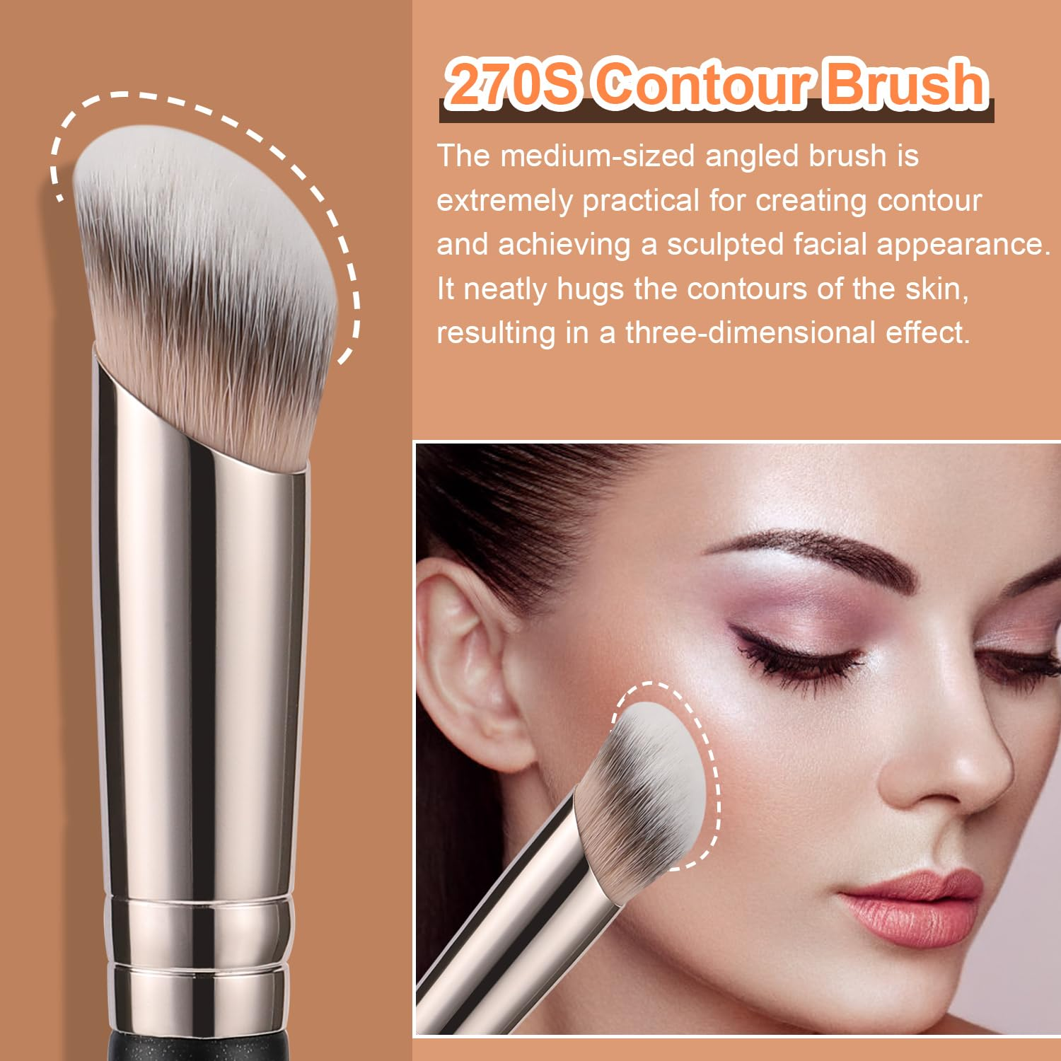 under Eye Concealer Brush, Angled Contour Brush Synthetic Kabuki Brush for Concealing Blending Setting Buffing with Liquid, Cream and Powder Cosmetic (270S) image 2