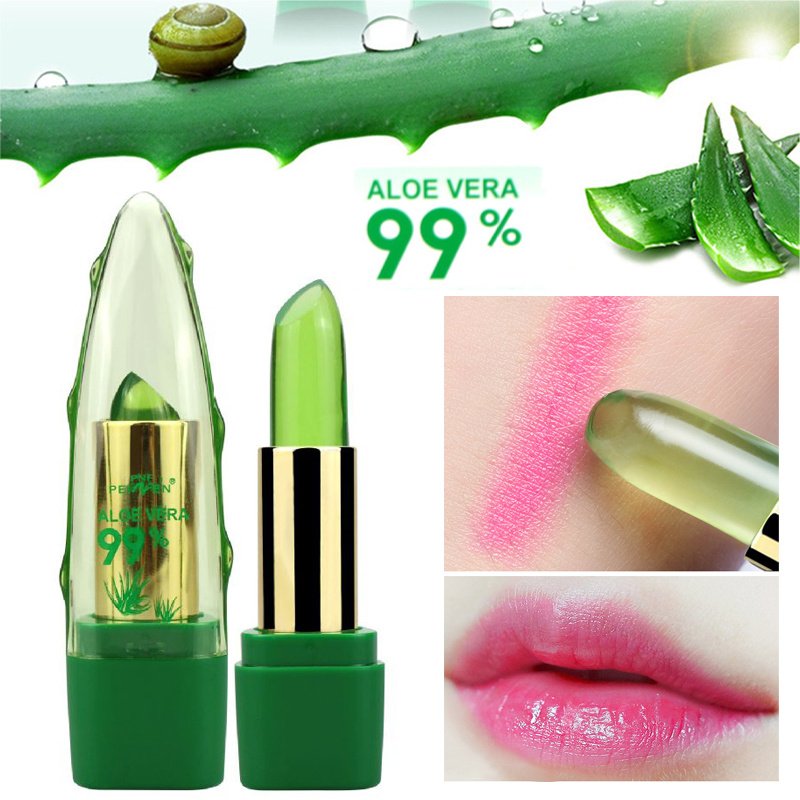 Aloe Vera Gel Color Changing Lipstick Gloss  Moisturizer Anti-drying Desalination Fine-grain Lip Blam Care image 3