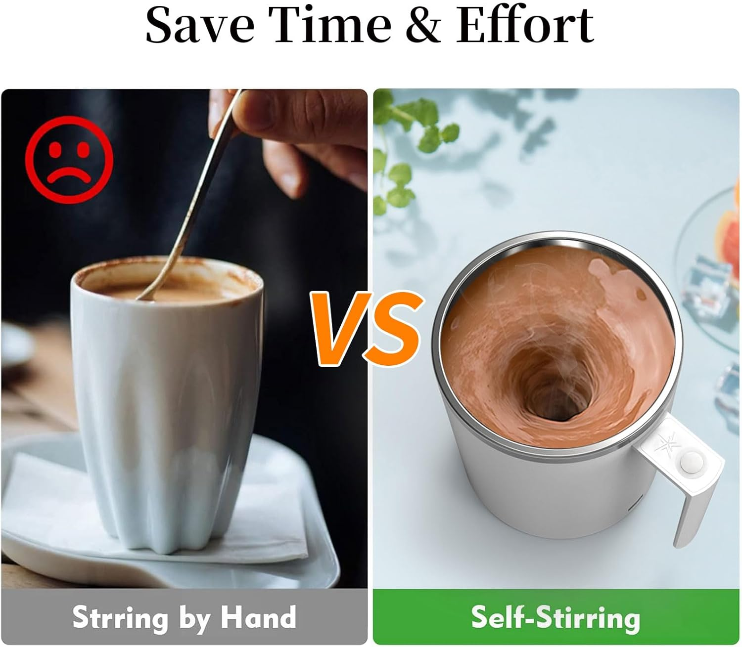 Self Stirring Coffee Mug 12.2 Oz, Electric Mixing Cup with Magnetic Stirrer &amp; Anti-Sedimentation, Rechargeable Travel Mug for Coffee, Milk, Hot Cocoa (White) image 1