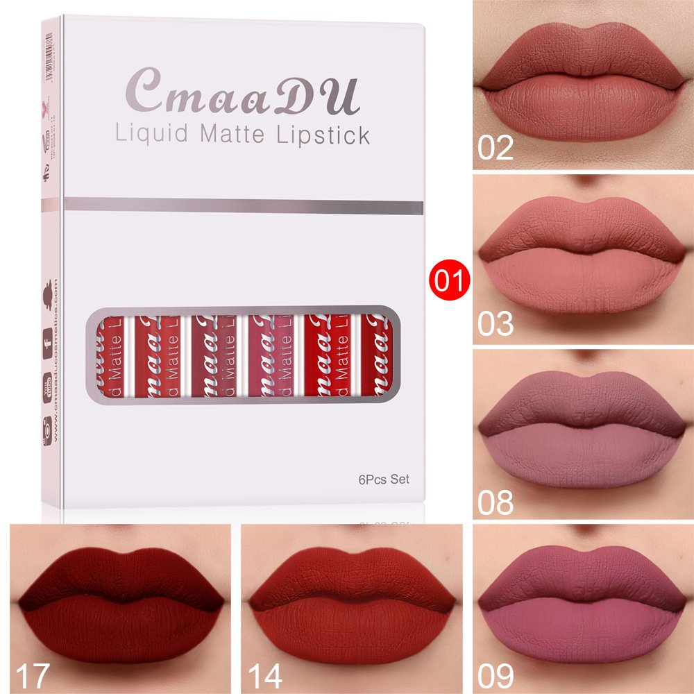 6 Boxes Of Matte Non-stick Cup Waterproof Lipstick Long Lasting Lip Gloss Makeup, image 2